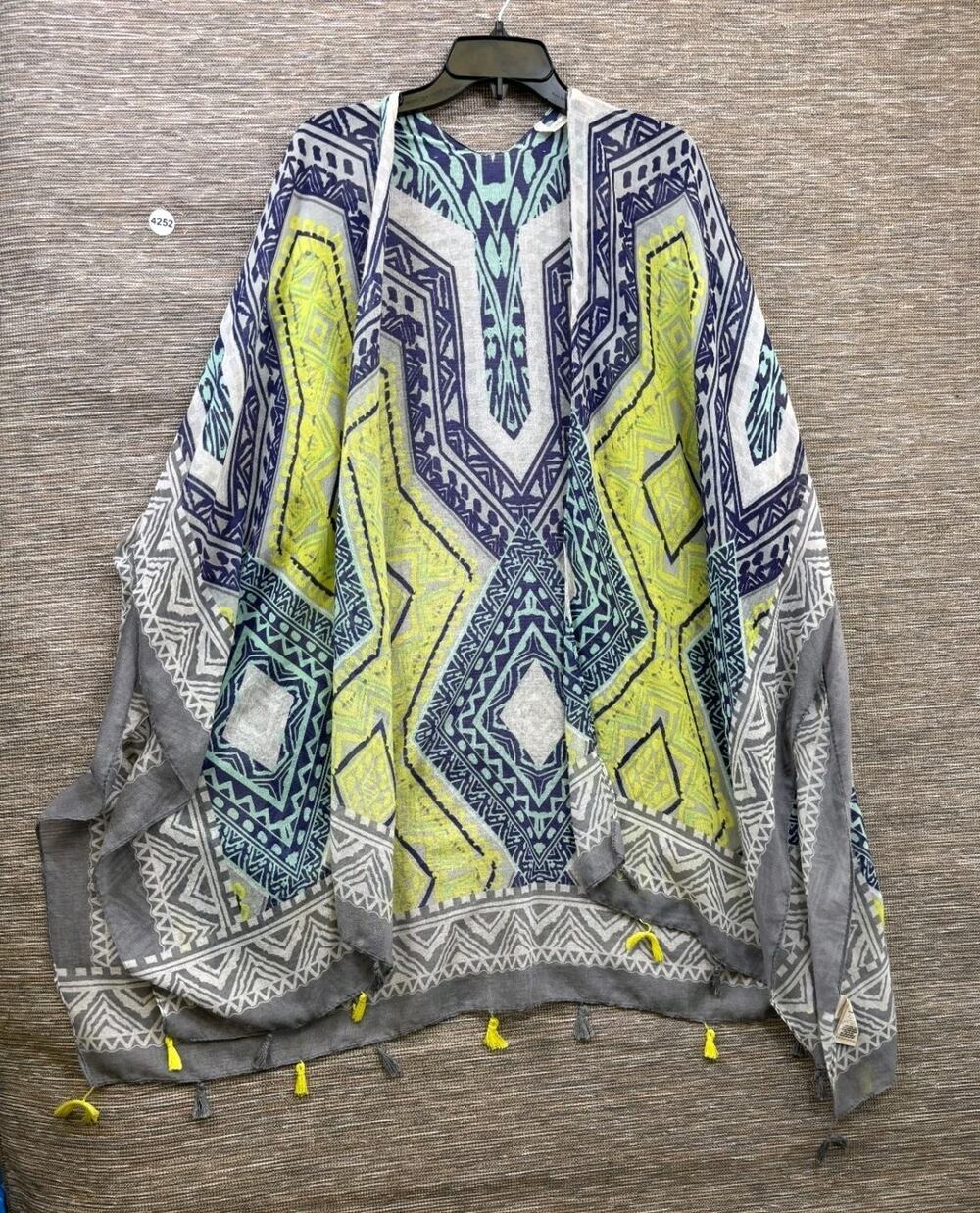 Soft Surroundings Womens Topper Kimono Tassel Sheer Boho Beach Coastal One Size